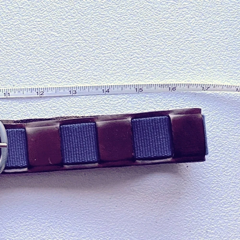 Stefano Corsini Blue Webbing Brown Leather Belt 34